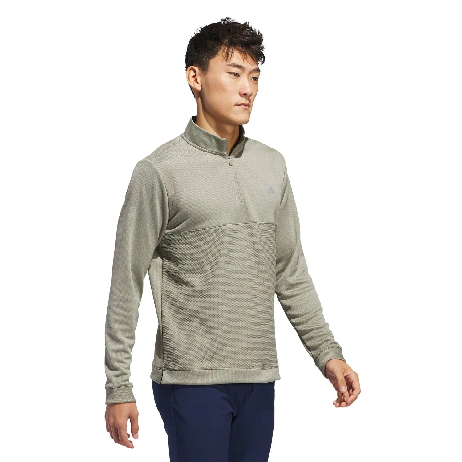 adidas Golf Ultimate365 Textured Half Zip Pullover - Silver Pebble