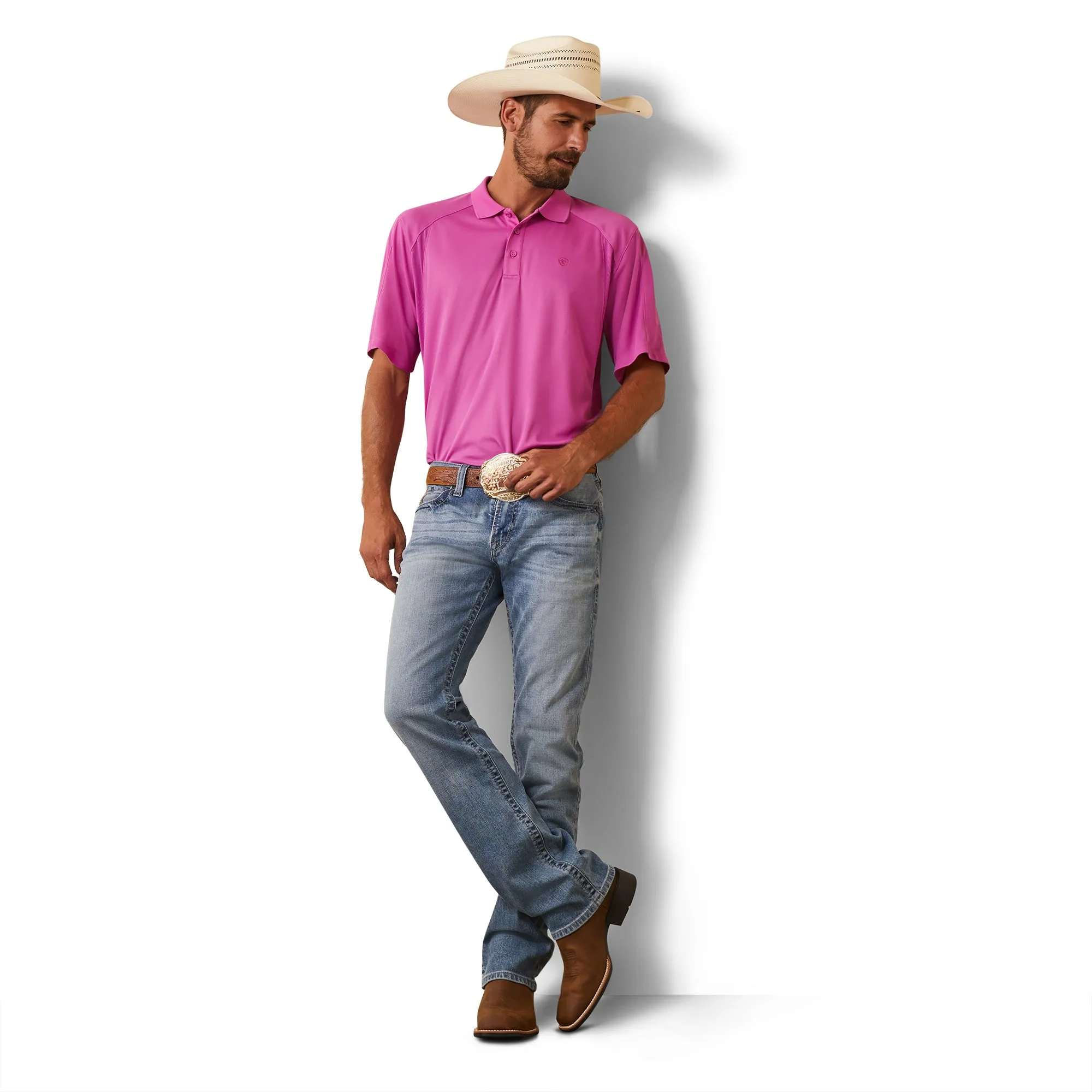 Ariat® Men's AC Dark Orchid Pink Polo Shirt 10043516