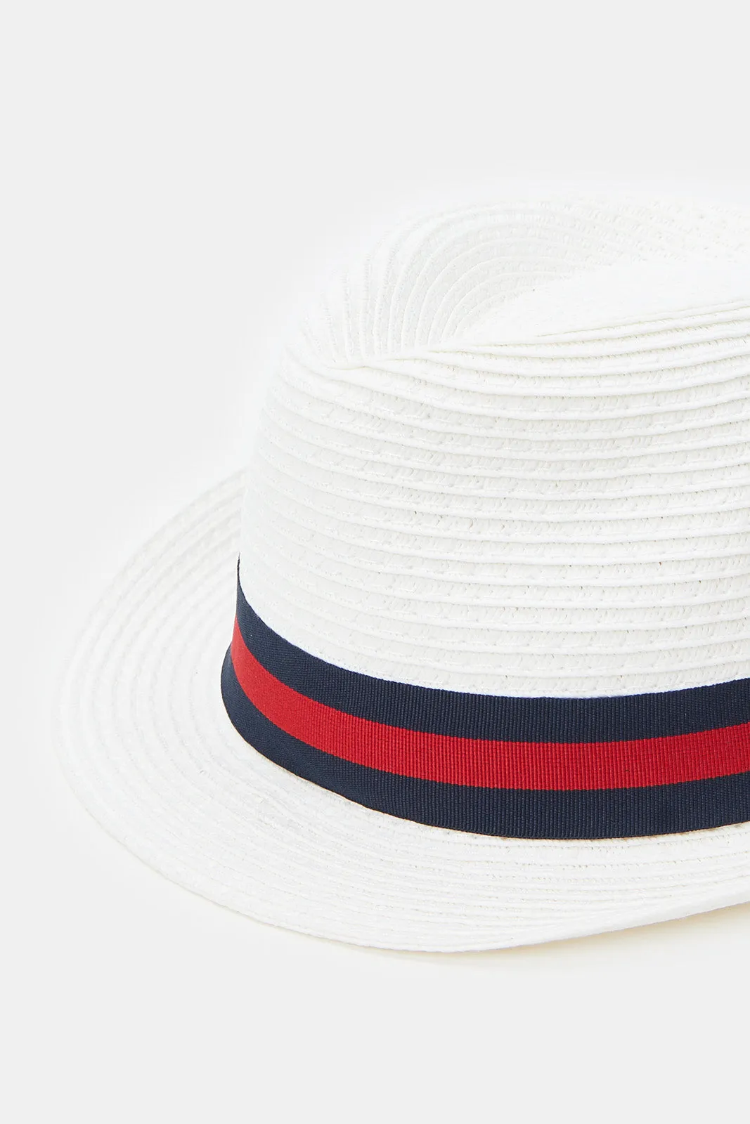 Boys White Fedora Hat With Band