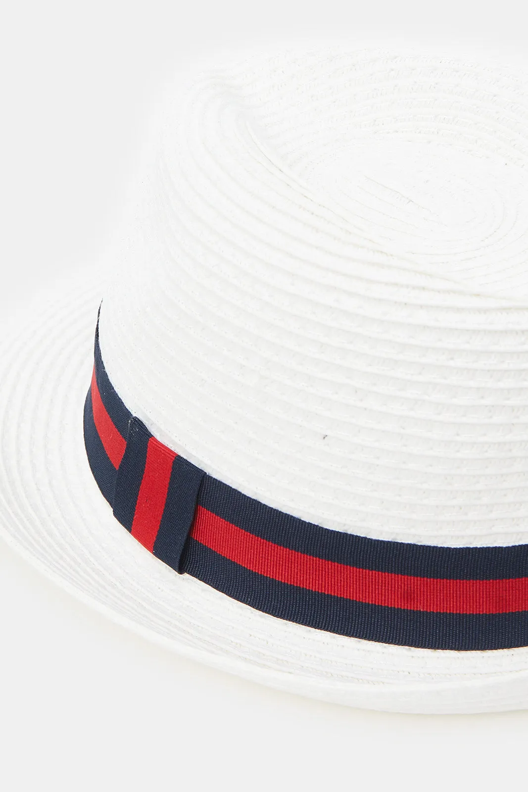 Boys White Fedora Hat With Band