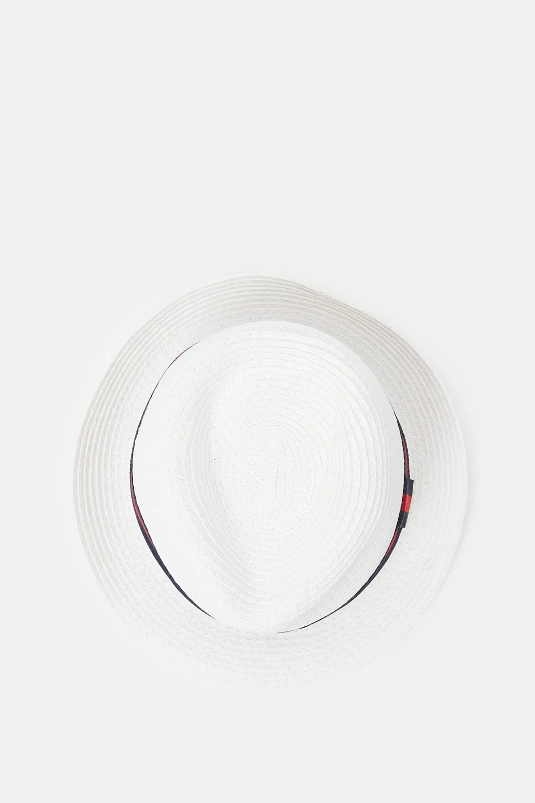 Boys White Fedora Hat With Band