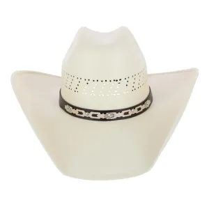 CTM® Men's Buffalo Crown Canvas Western Hat with Geometric Hatband