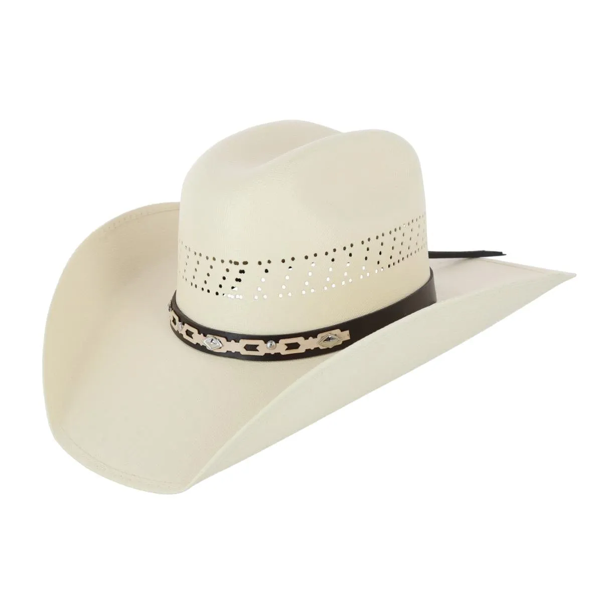 CTM® Men's Buffalo Crown Canvas Western Hat with Geometric Hatband