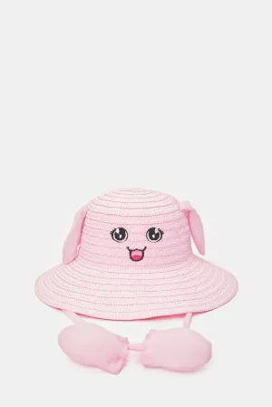 Girls Pink Character Embellished Hat