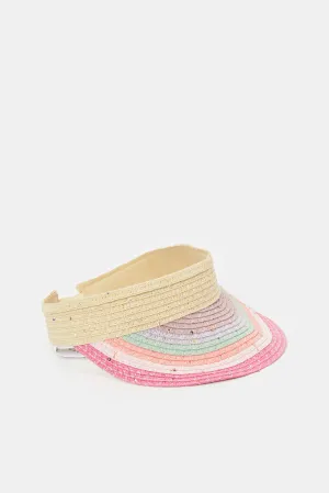 Girls Pink Floral Embellished Hat