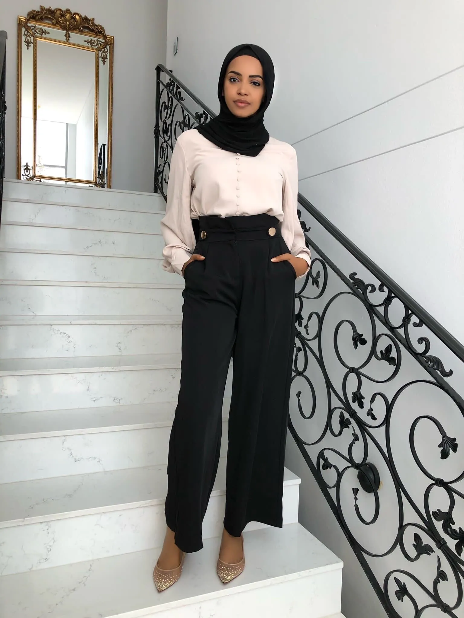 Gold Button Flare Pants