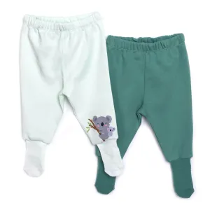 HelloBaby Baby Boy Joggers with Feet 2 pcs - Green