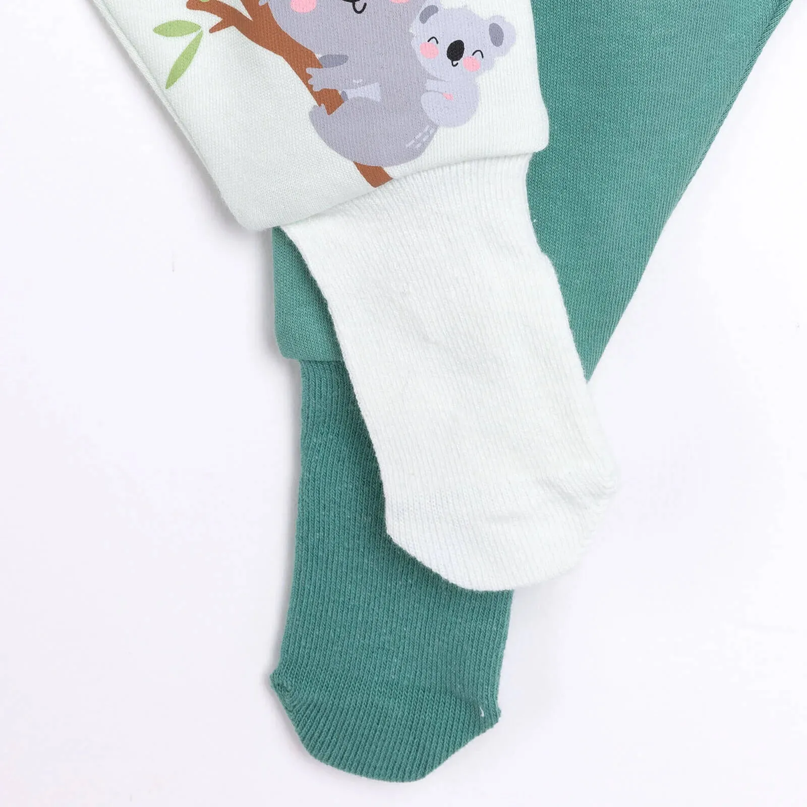 HelloBaby Baby Boy Joggers with Feet 2 pcs - Green