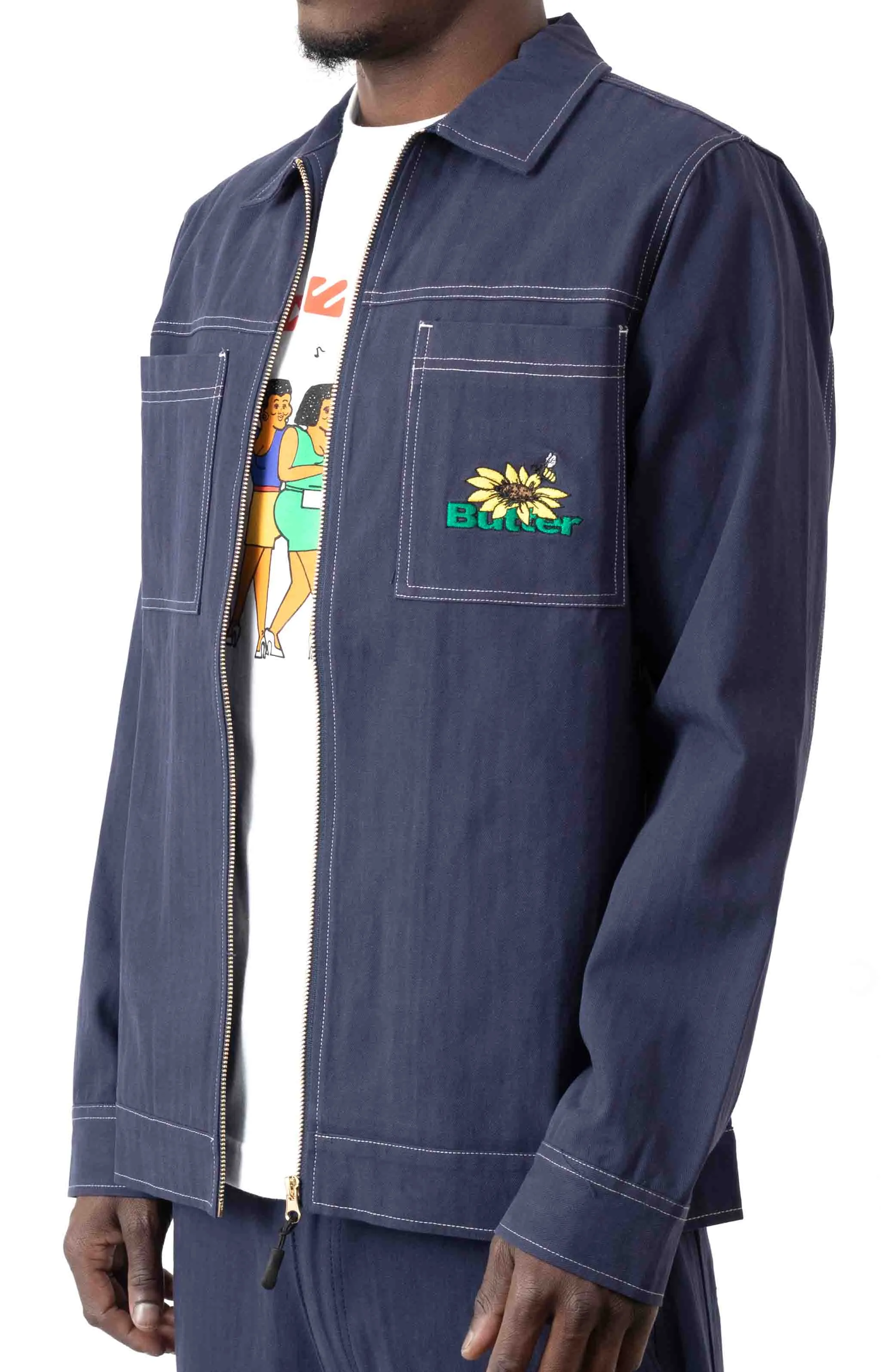 Herringbone Work Shirt  - Navy