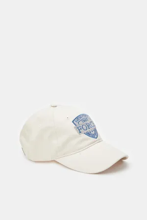 Men Beige Embroidery Cap