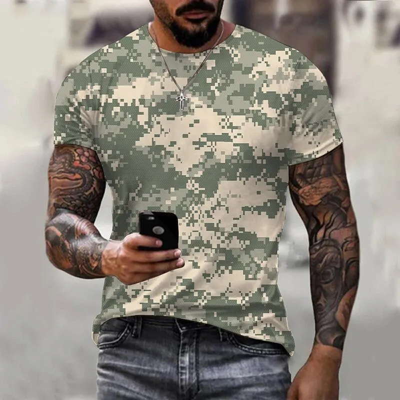 Men's Crew Neck Camouflage Short Sleeve T-Shirt 68297644YM
