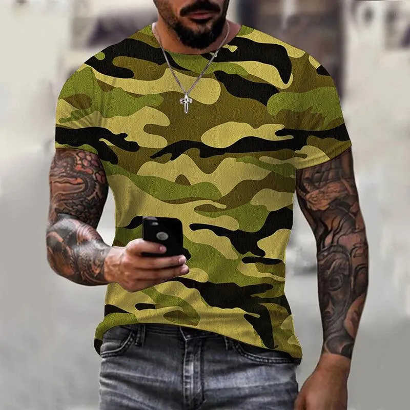 Men's Crew Neck Camouflage Short Sleeve T-Shirt 68297644YM