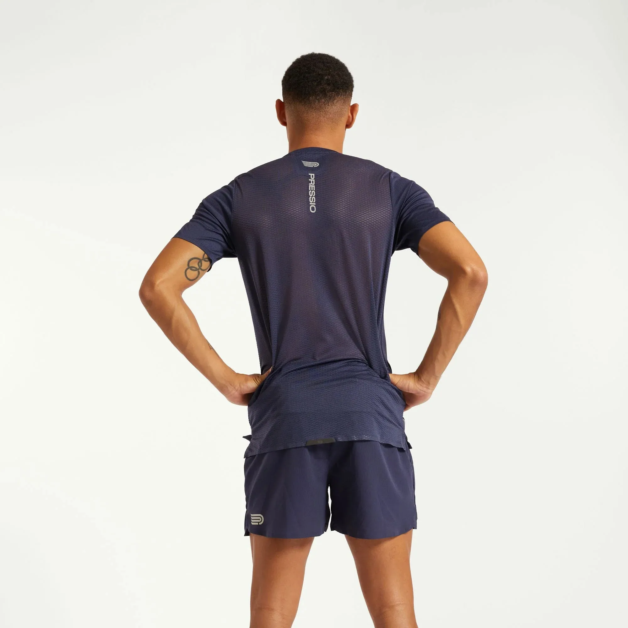 Pressio Men’s Run Elite Short Sleeve Top - NVY/SLV