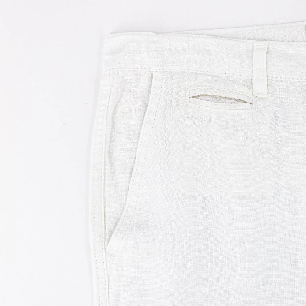 White Linen Slim Fit Shorts