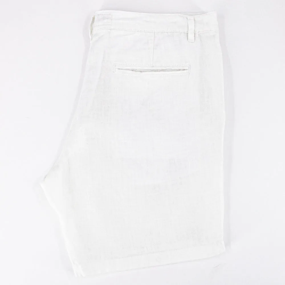 White Linen Slim Fit Shorts