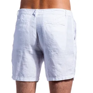 White Linen Slim Fit Shorts
