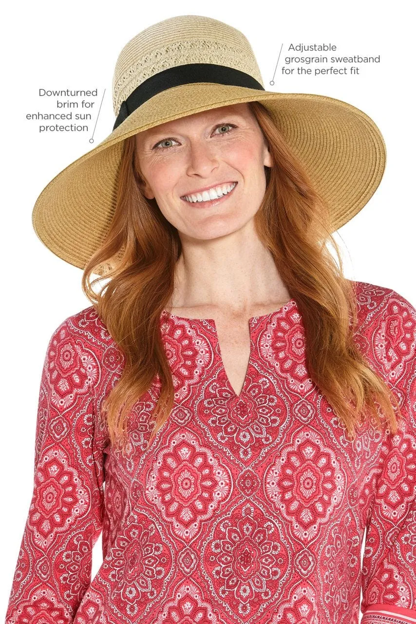 Women's Shannon Wide Brim Beach Hat  |  Natural Colorblock