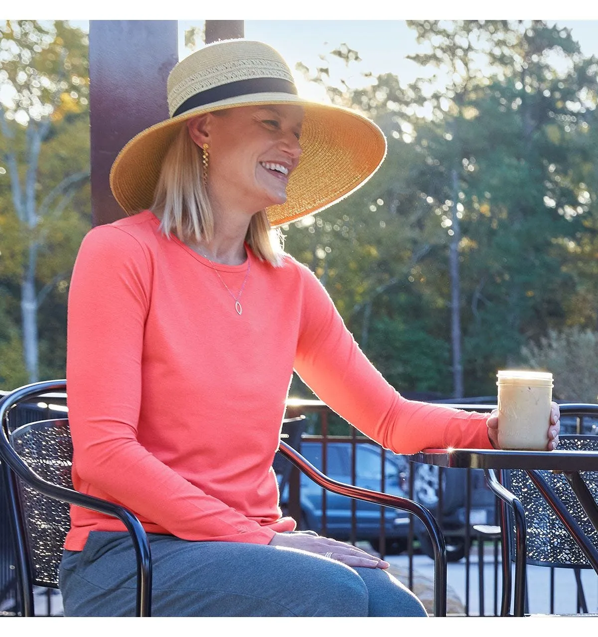 Women's Shannon Wide Brim Beach Hat  |  Natural Colorblock