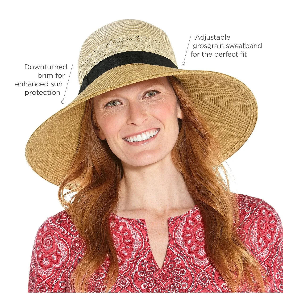 Women's Shannon Wide Brim Beach Hat  |  Natural Colorblock