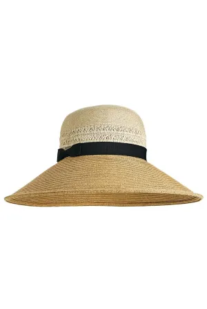 Women's Shannon Wide Brim Beach Hat  |  Natural Colorblock
